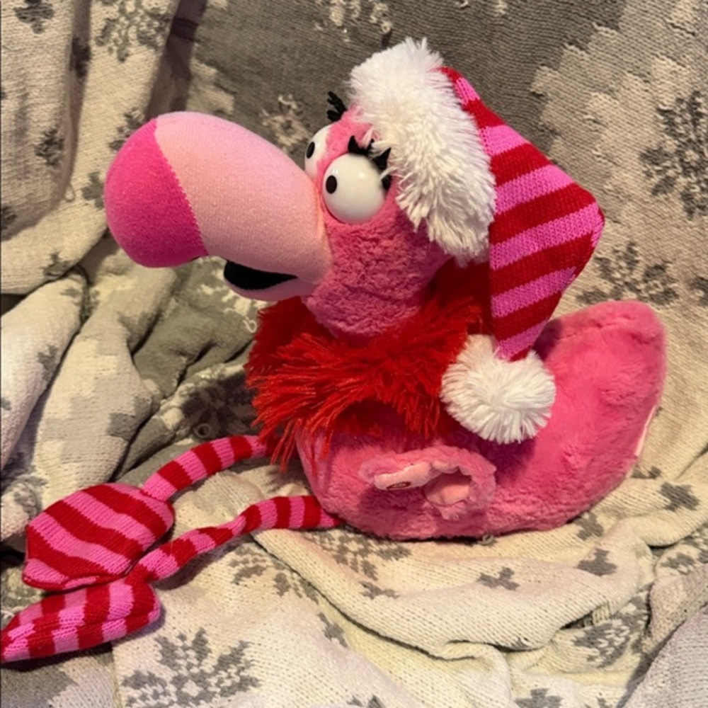 Animated Christmas Flamingo 11" Sings Santa Baby Motion - Gemmy Plush